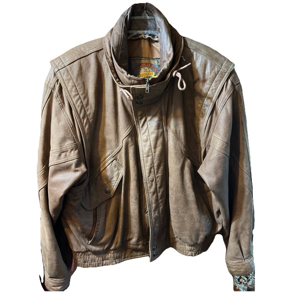 Vintage Wilsons Adventure Bound Brown Leather Bomber Flight Jacket Mens Sz XL